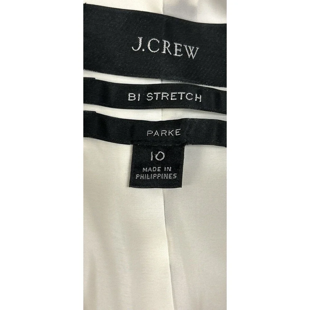 J Crew Womens Sz 10 Parke Blazer Cream Brown Animal Print Lining Cotton